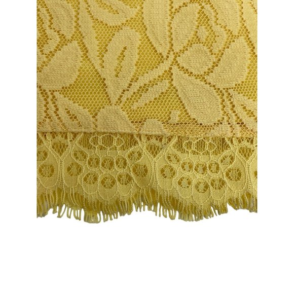 London Times Yellow Lace Dress 6 Overlay Lined Above Knee Round Neck Floral - Picture 14 of 16